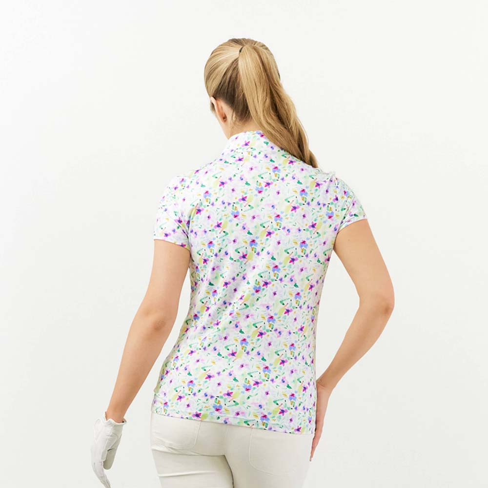 Pure Golf Cap Sleeve Zip Top in Ethereal Bouquet Print