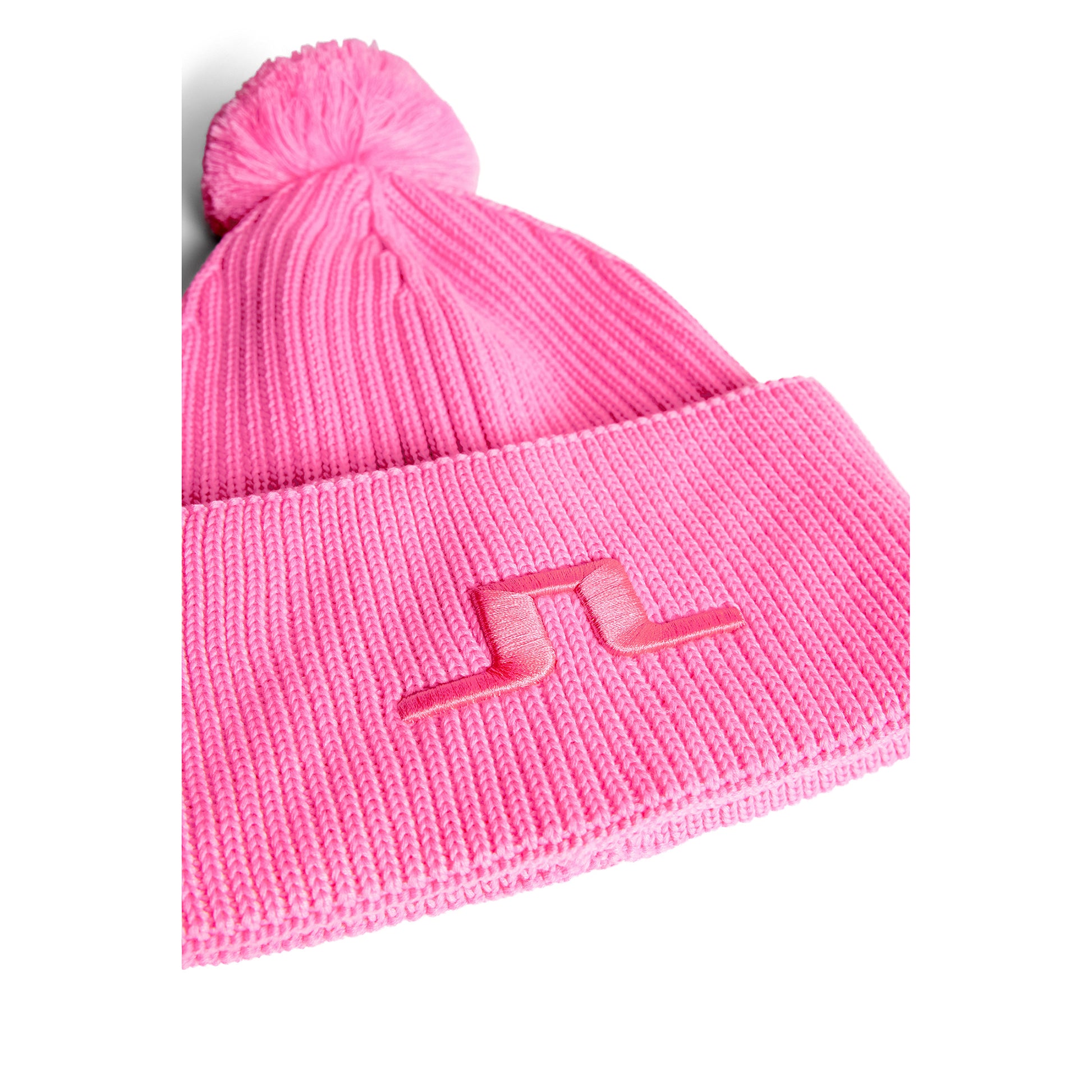 J.Lindeberg Ribbed Knit Bobble Hat with Bridge Logo