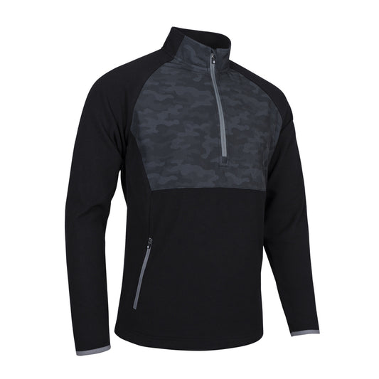 Sunderland Mens Black Hybrid Thermal Fleece with Camo Contrast Panel