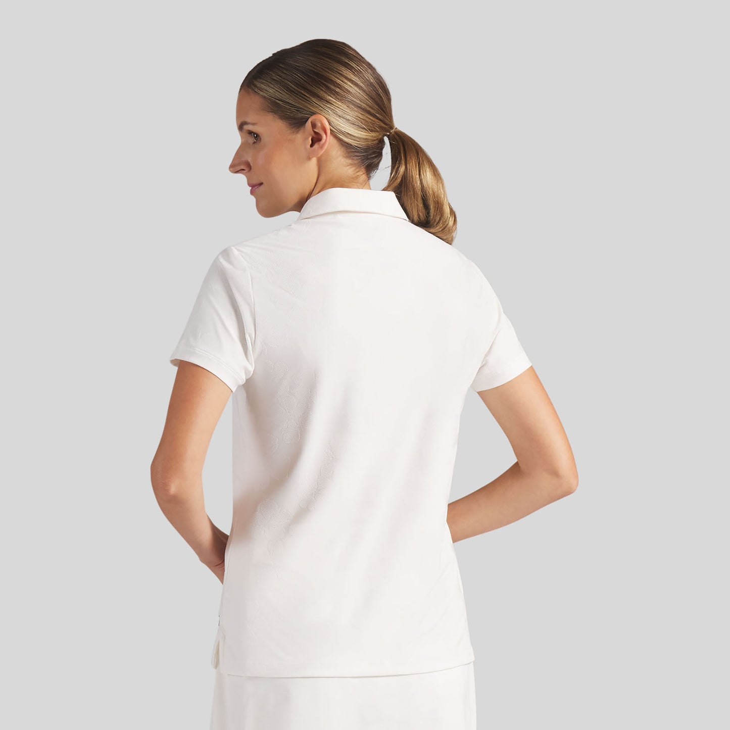 Puma Golf Ladies Short Sleeve Polo with Elegant Floral Jaquard Detail