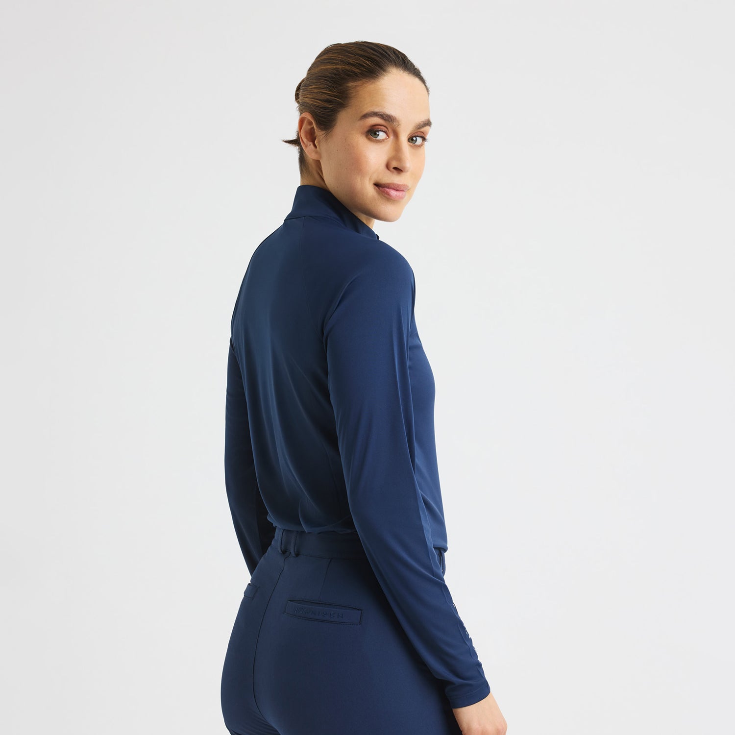 Rohnisch Ladies Lightweight Zip-Neck Top in Navy