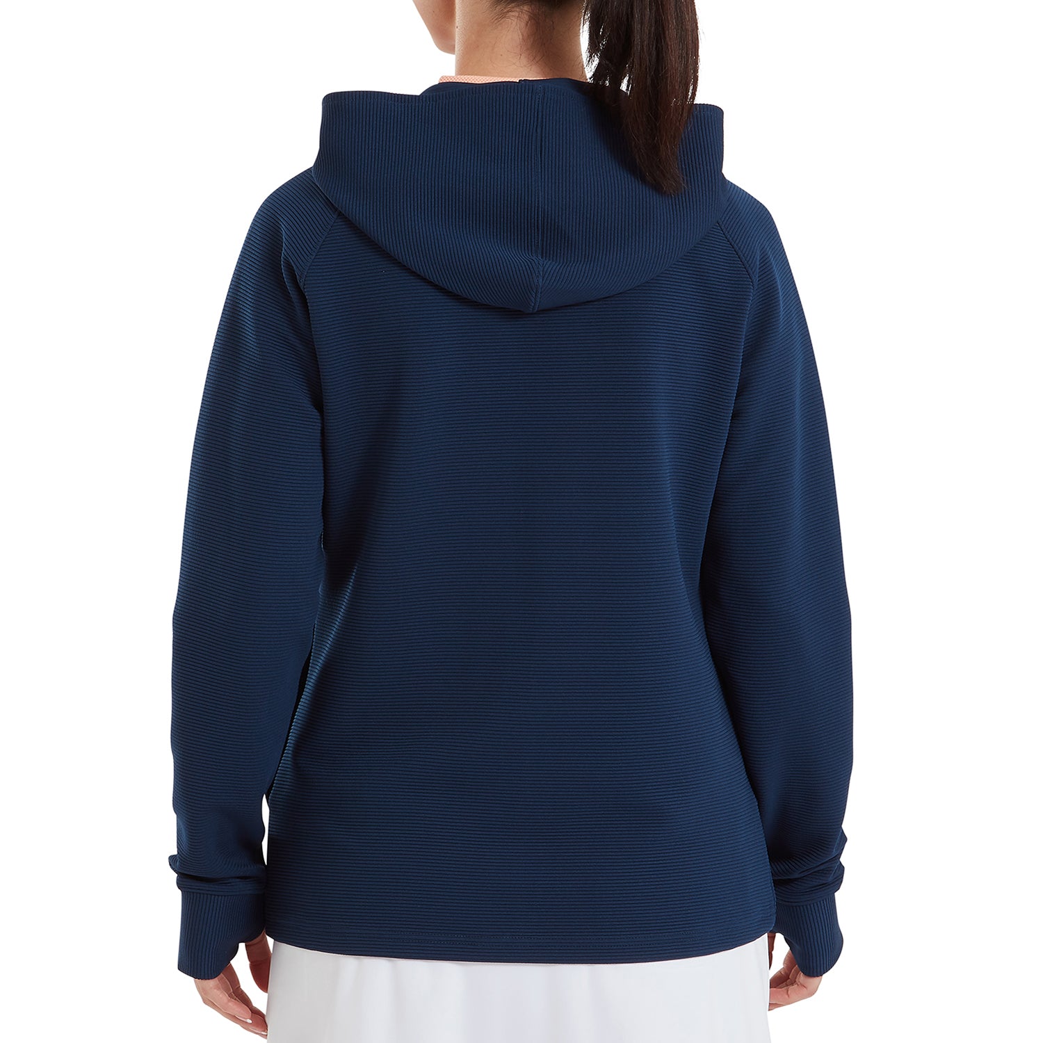 FootJoy Ladies Mid-Weight Hooded Ribbed Jacket in Navy Perfect for Golf & Casual Wear