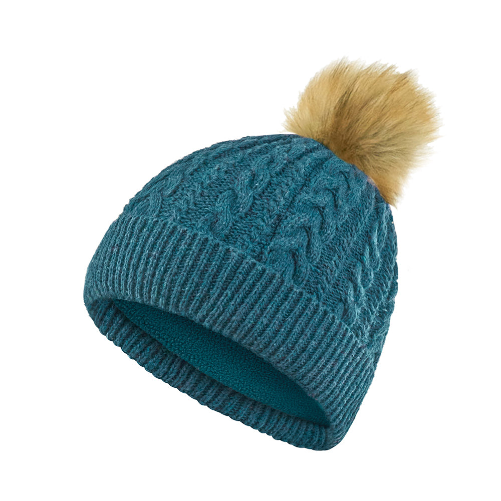 Surprizeshop Ladies Lined Waterproof Bobble Hat with Cable Knit Design