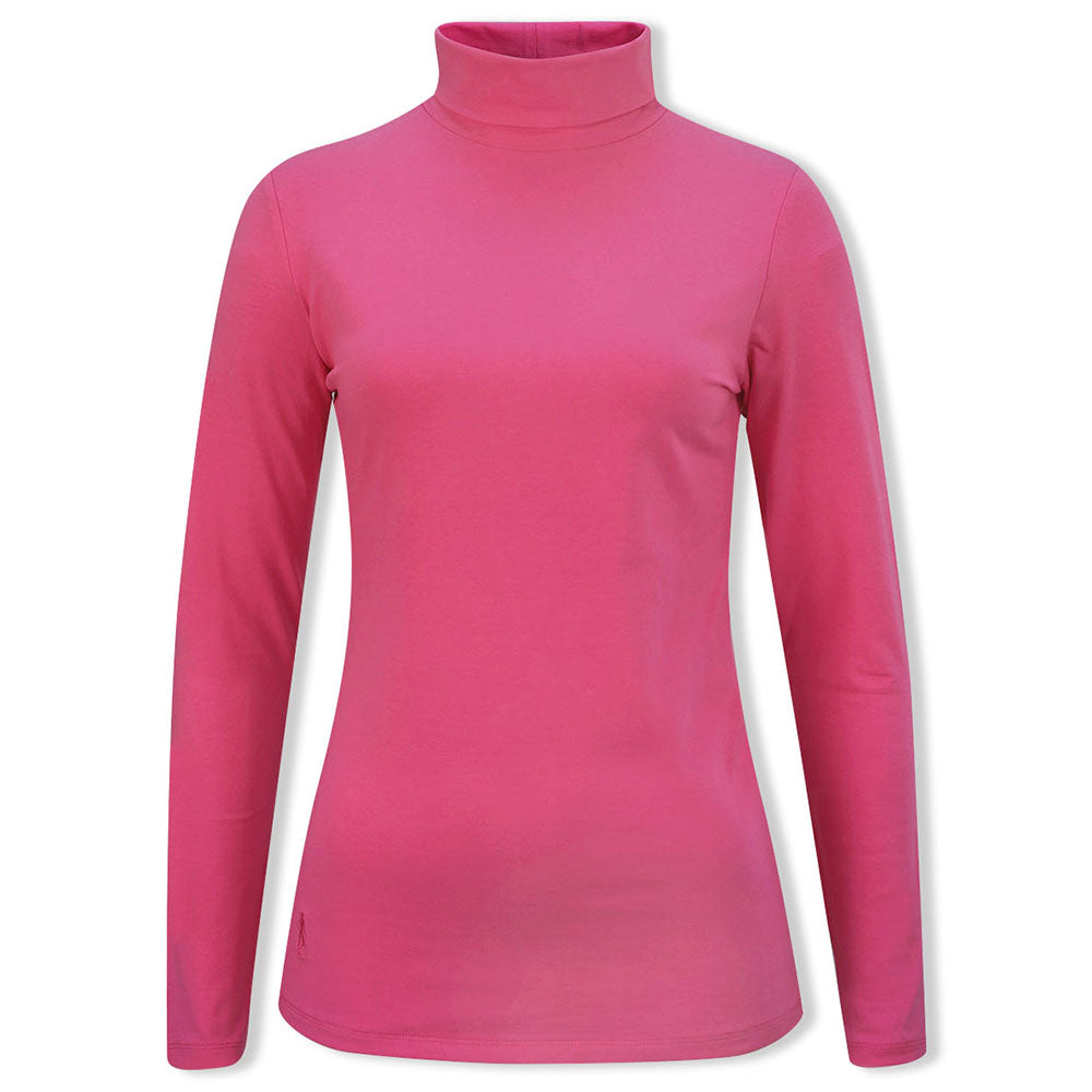 Glenmuir Ladies Long-Sleeve Cotton Roll Neck in Hot Pink