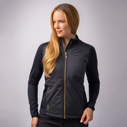 Glenmuir Ladies Thermal Hybrid Jacket with Subtle Diamond Print in Black