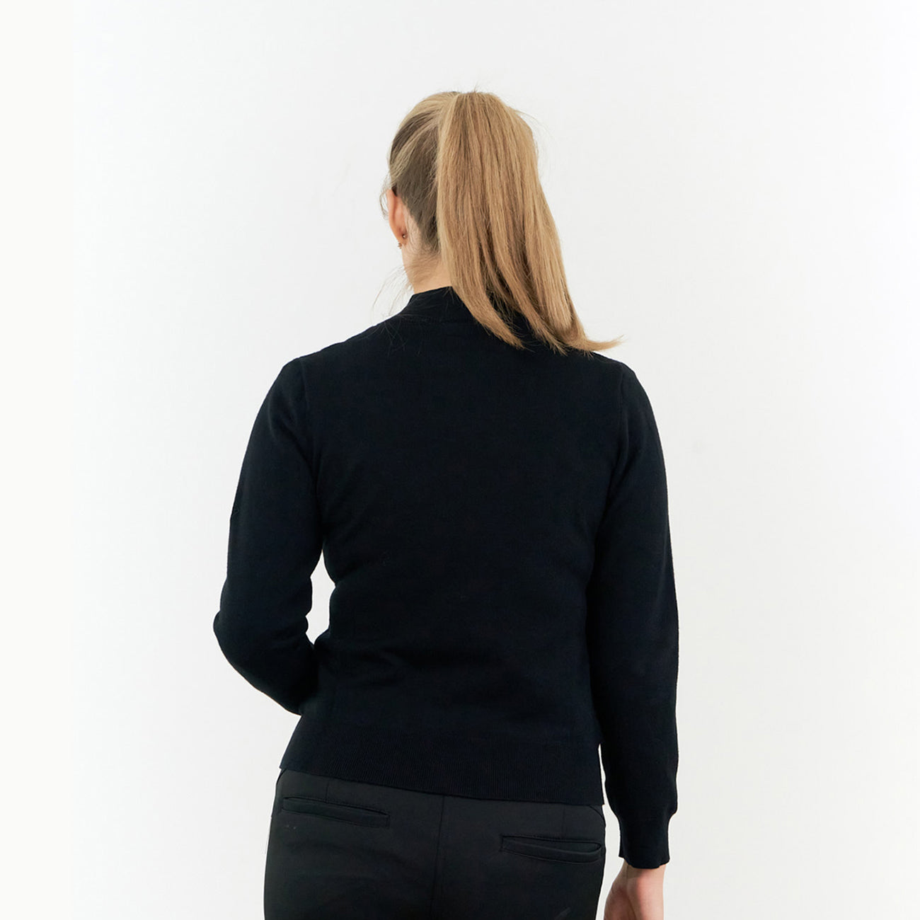 Pure Ladies Full Zip Lined Sweater in Black