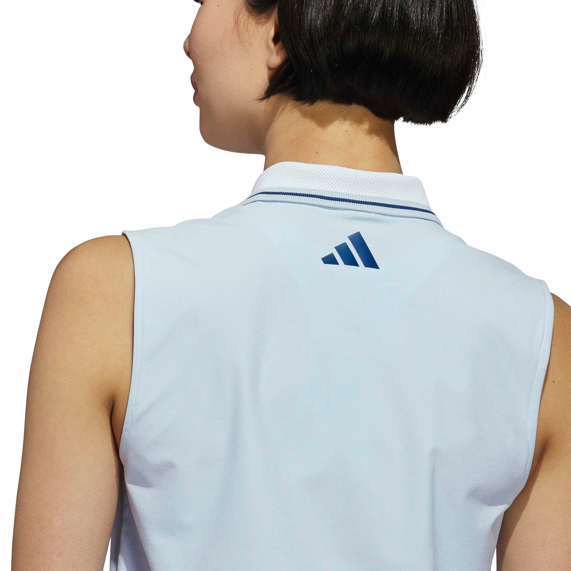 adidas Ladies Sleeveless Golf Polo Enjoy Soft Stretch Comfort and a Stylish Contrast Collar