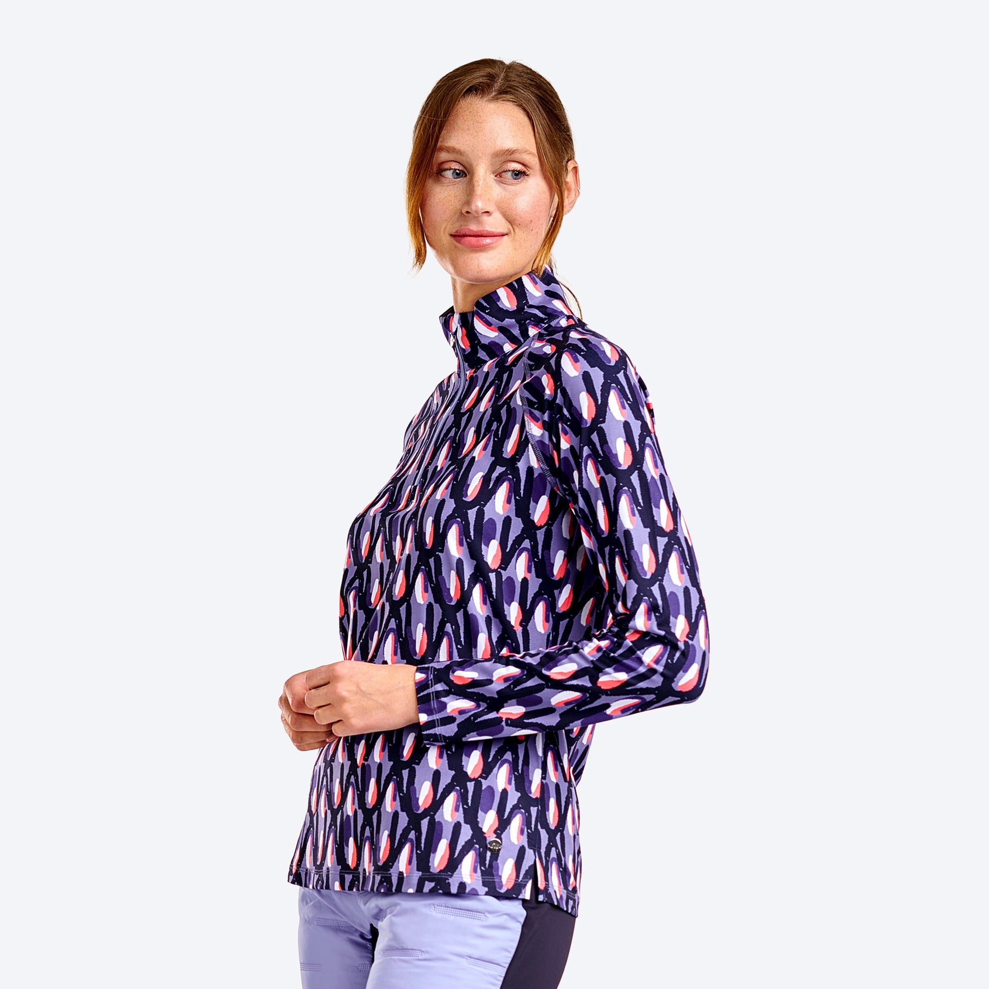 Nivo Ladies Quick-Dry Golf Top in Abstract Floral Print