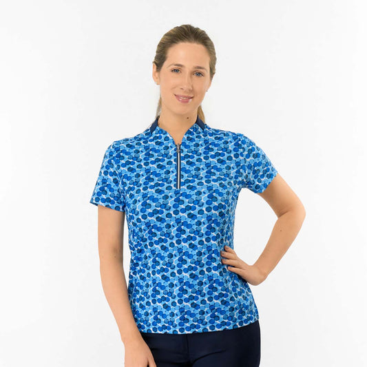 Pure Golf Ladies Short Sleeve Polo with Geometric Dot Design for Modern Feminine Style