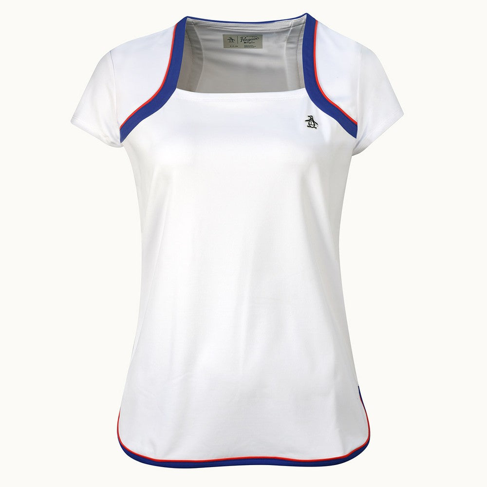 Original Penguin Ladies Square Neckline Top in Bright White