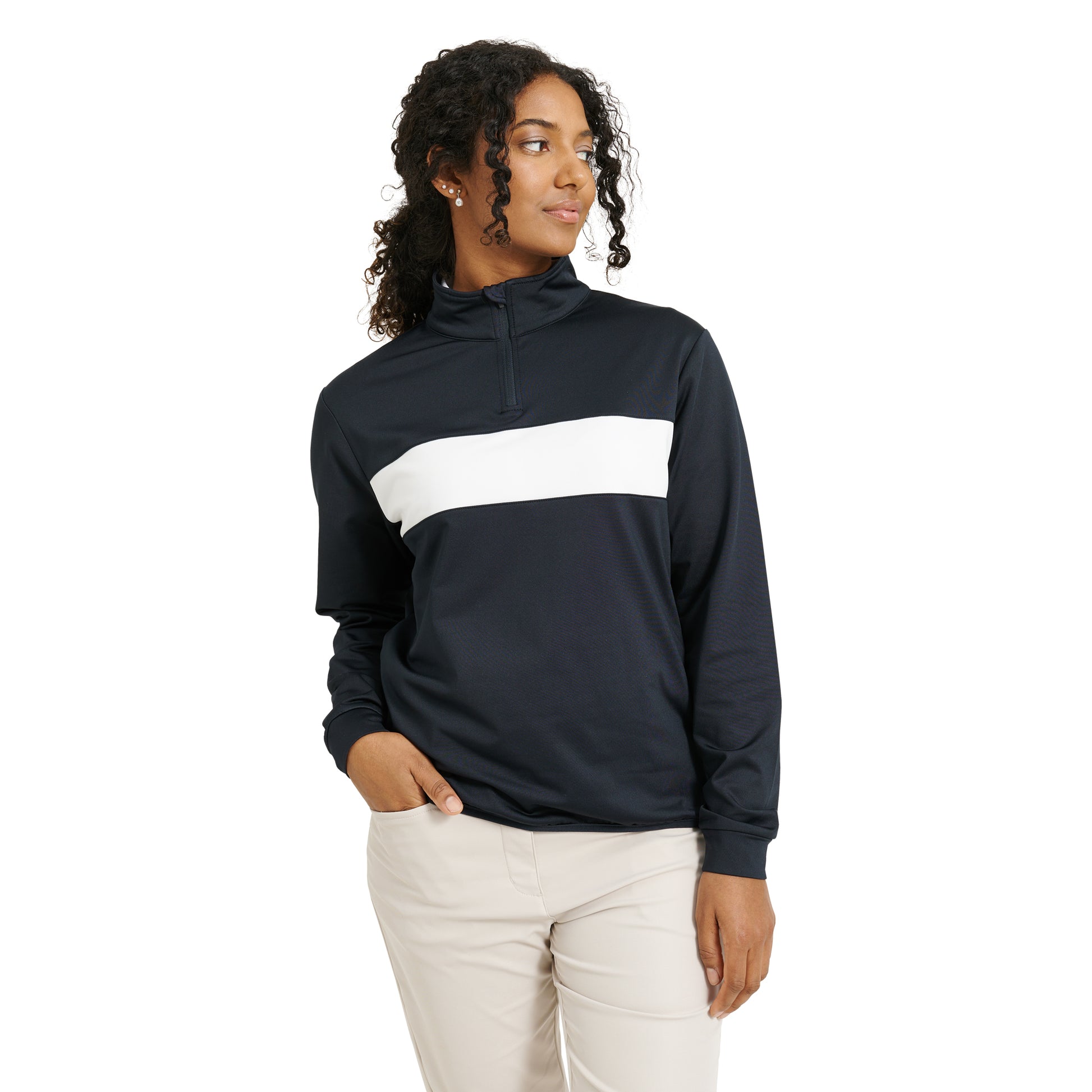 Abacus Ladies Colour Block Mid-Layer Top in Navy