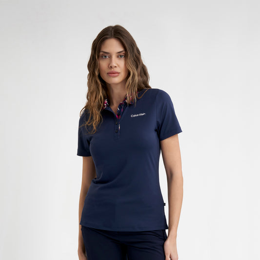 Calvin Klein Ladies Navy Polo with Contrast Trim