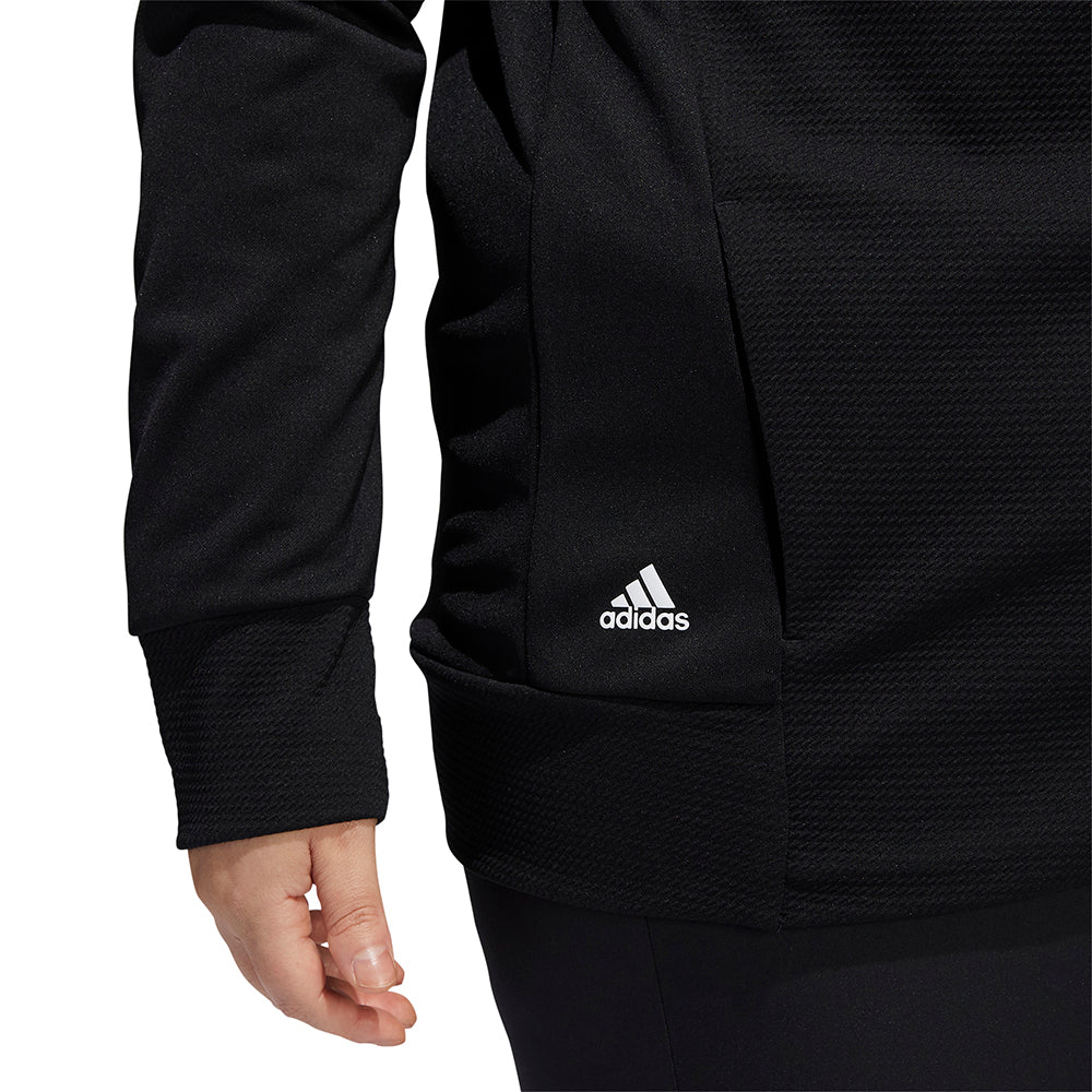 adidas Ladies Plus Size Textured Jersey Golf Jacket in Black
