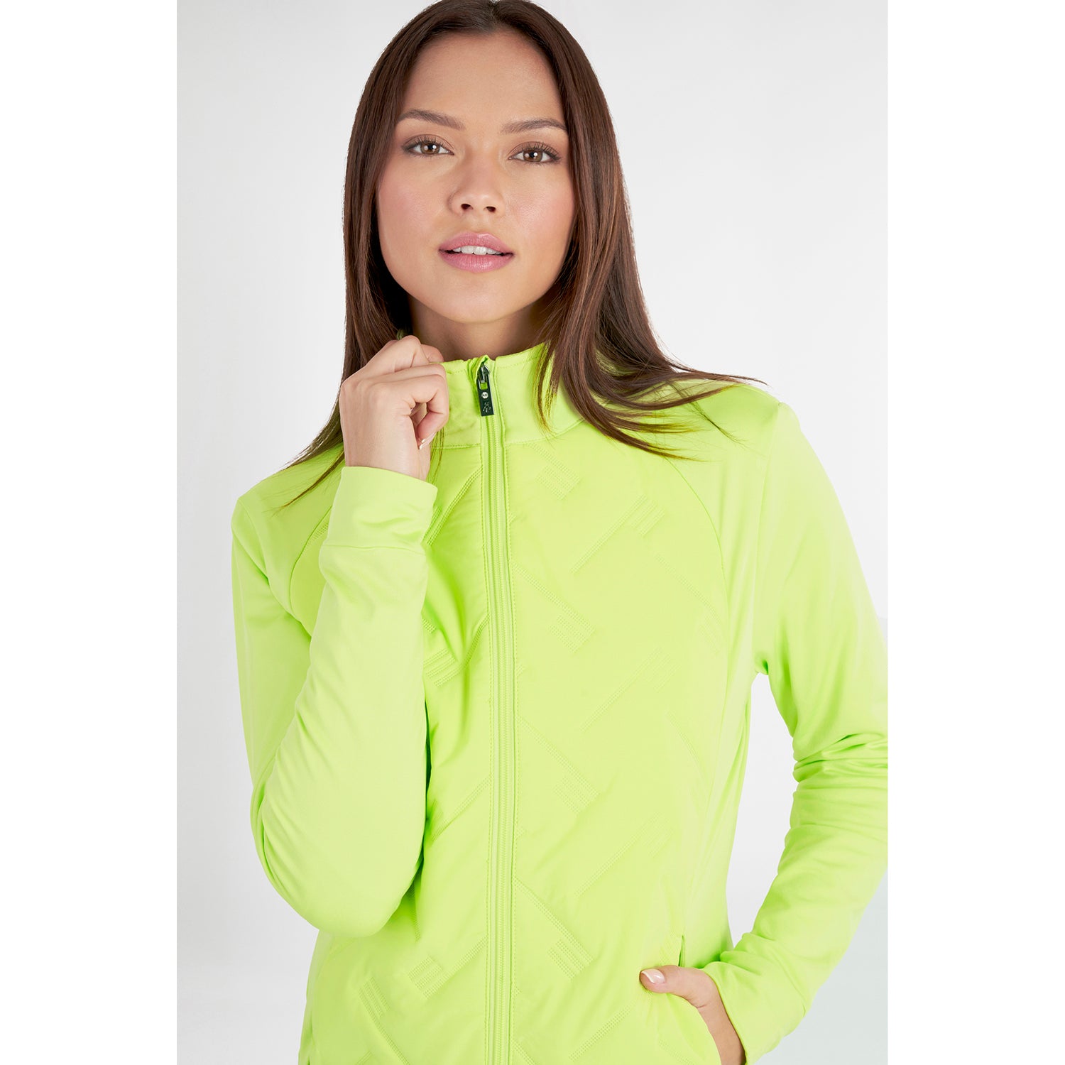 Green Lamb Ladies Hybrid Jacket with Debossed Linear Pattern