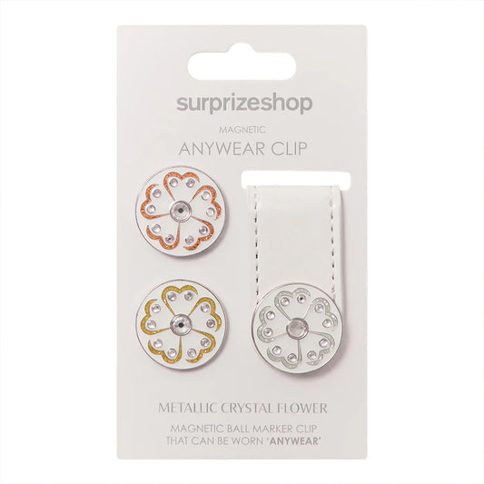 Surprizeshop Crystal Flower Magnetic Clip Golf Ball Marker Anywear Set