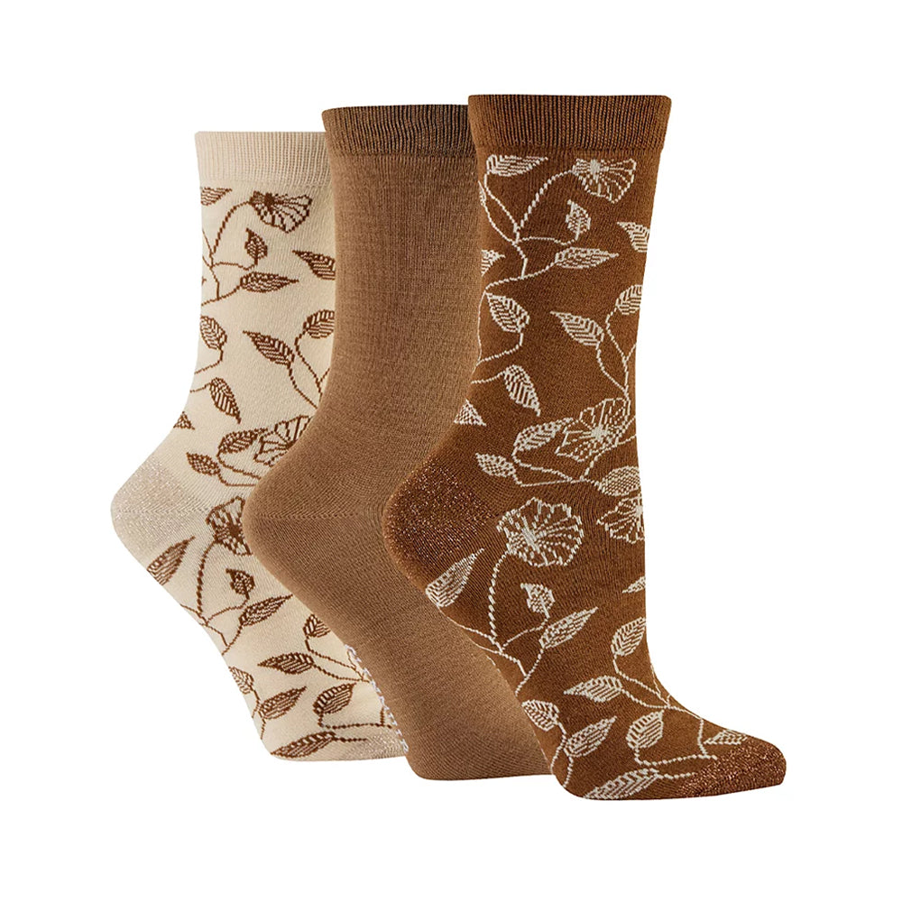 Glenmuir Ladies 3-Pair Pack of Bamboo Socks in Christmas Inspired Gift Box