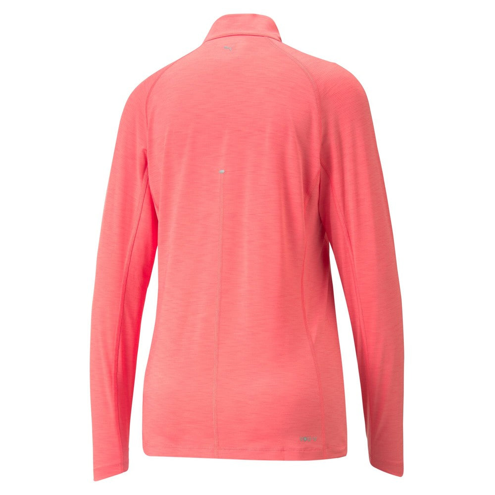 Puma Ladies 1/4 Zip YOU-V Long Sleeve Top with UPF 50+ in Loveable Heather
