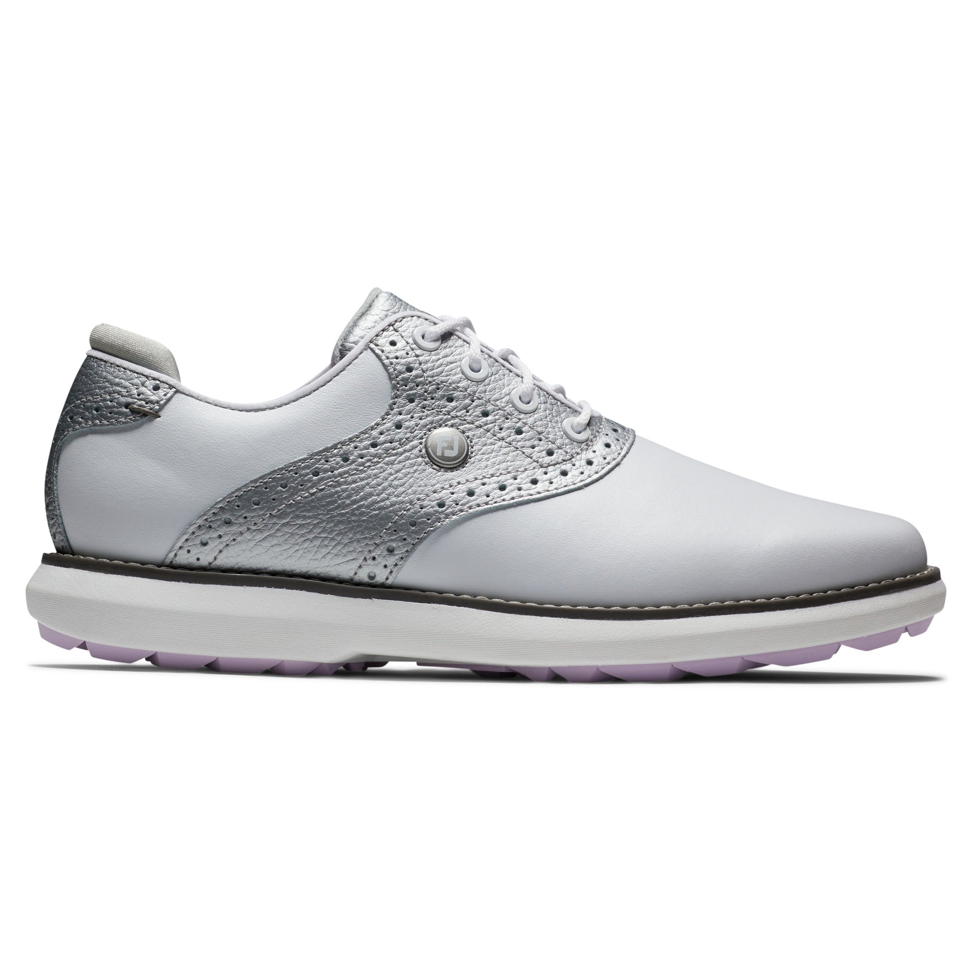 FootJoy Ladies Traditions Shoes in White, Silver & Purple