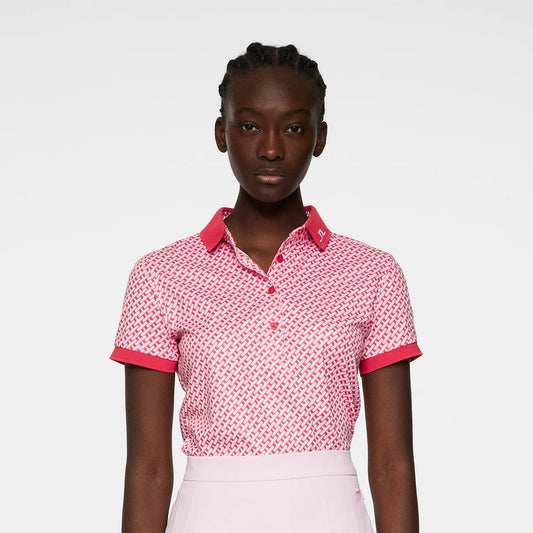 J.Lindeberg Ladies Short Sleeve Tour Tech Polo with Bridge Print