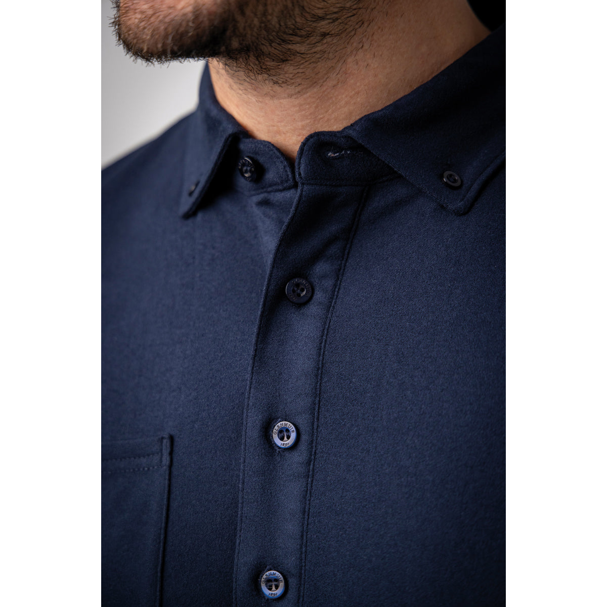 Glenmuir Mens Navy Thermal Long-Sleeve Polo