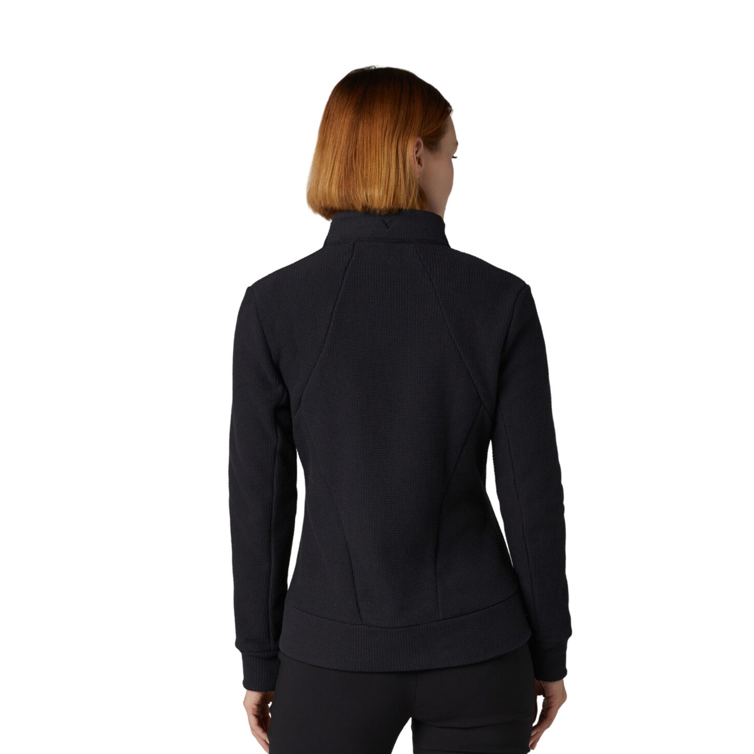Callaway Ladies Golf Full-Zip Waffle Knit Fleece Jacket in Black
