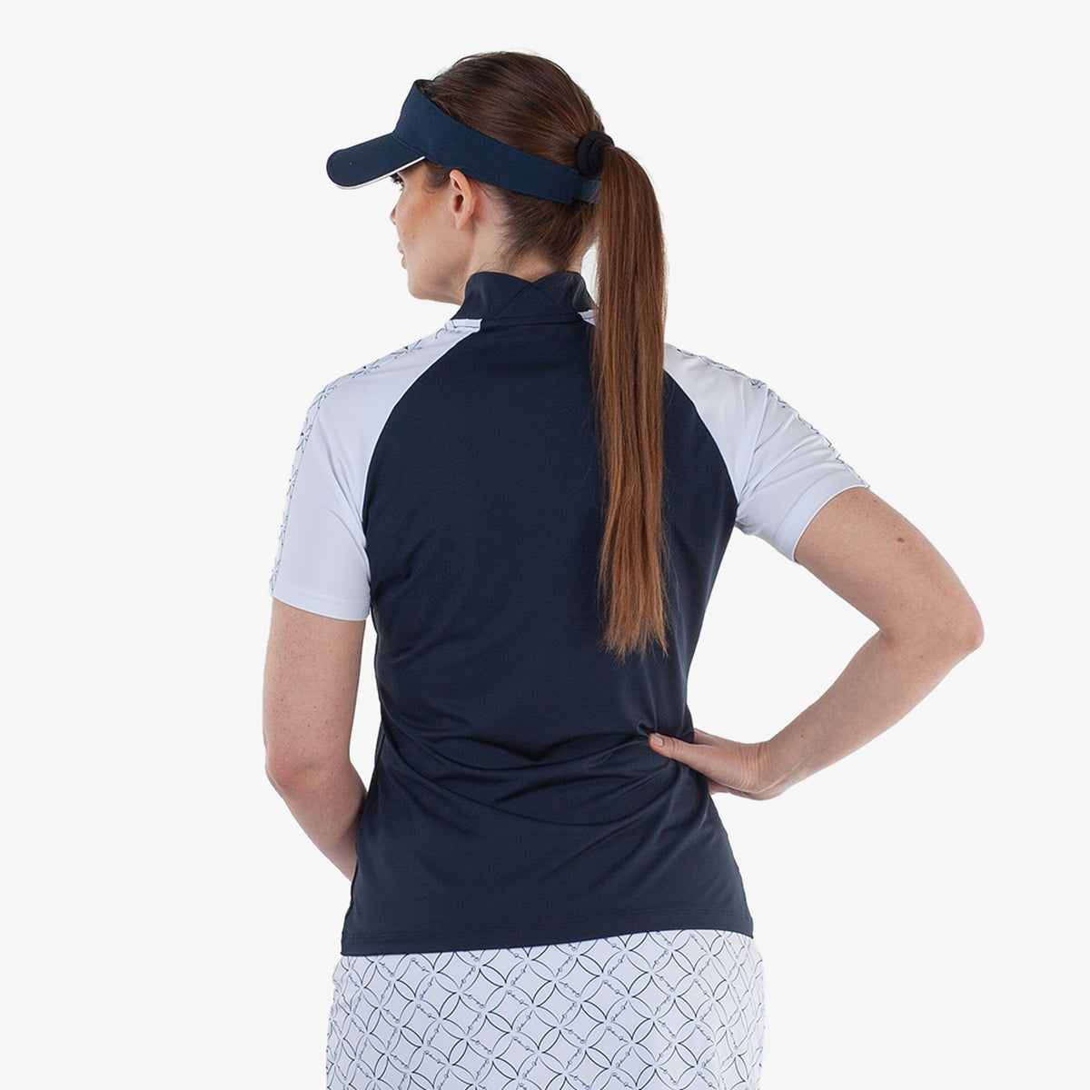 Galvin Green Women's Refined Zip-Neck Navy Polo with Contemporary Contrast Design