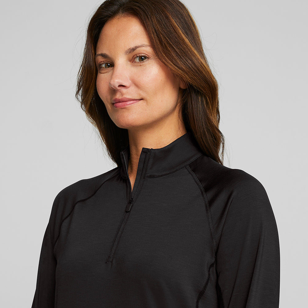 PUMA-537498-09-Puma Black Heather: Puma Ladies 1/4 Zip YOU-V Long Sleeve Top with UPF 50+