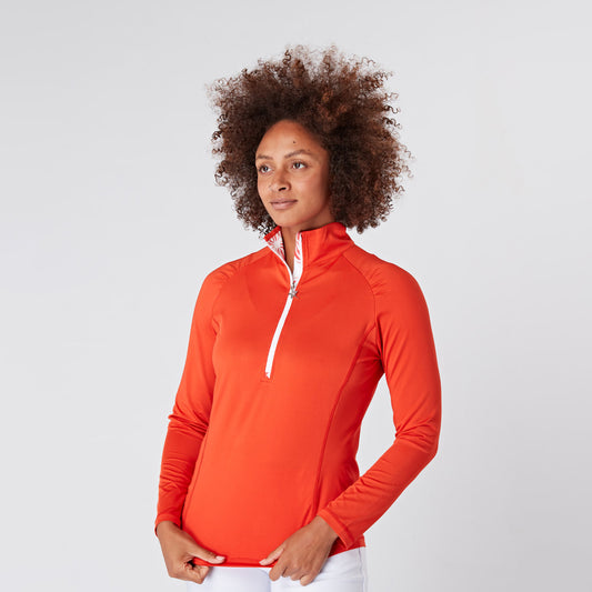 Swing Out Sister Ladies Code Red Zip-Neck Mid-Layer Golf Top