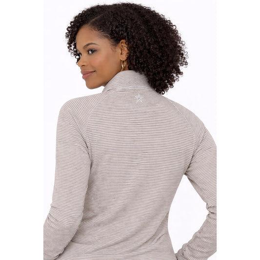 Swing Out Sister Womens Fine Stripe Zip-Neck Top with Front Pocket Great for Range to Course Wear