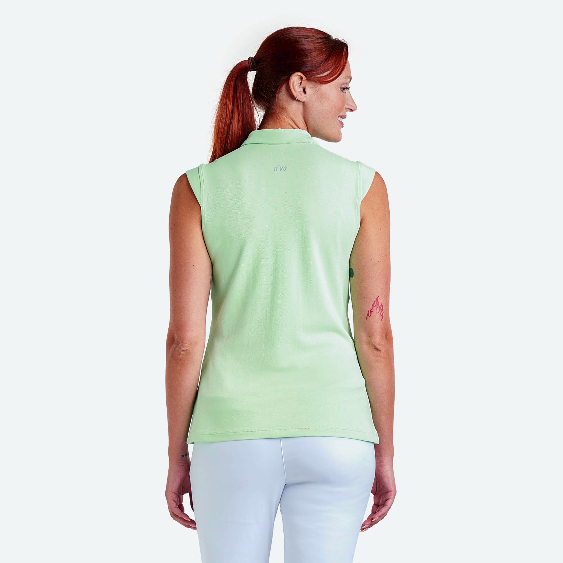 Sleeveless Ladies Green Golf Shirts Nivo Ladies Sleeveless Piqué