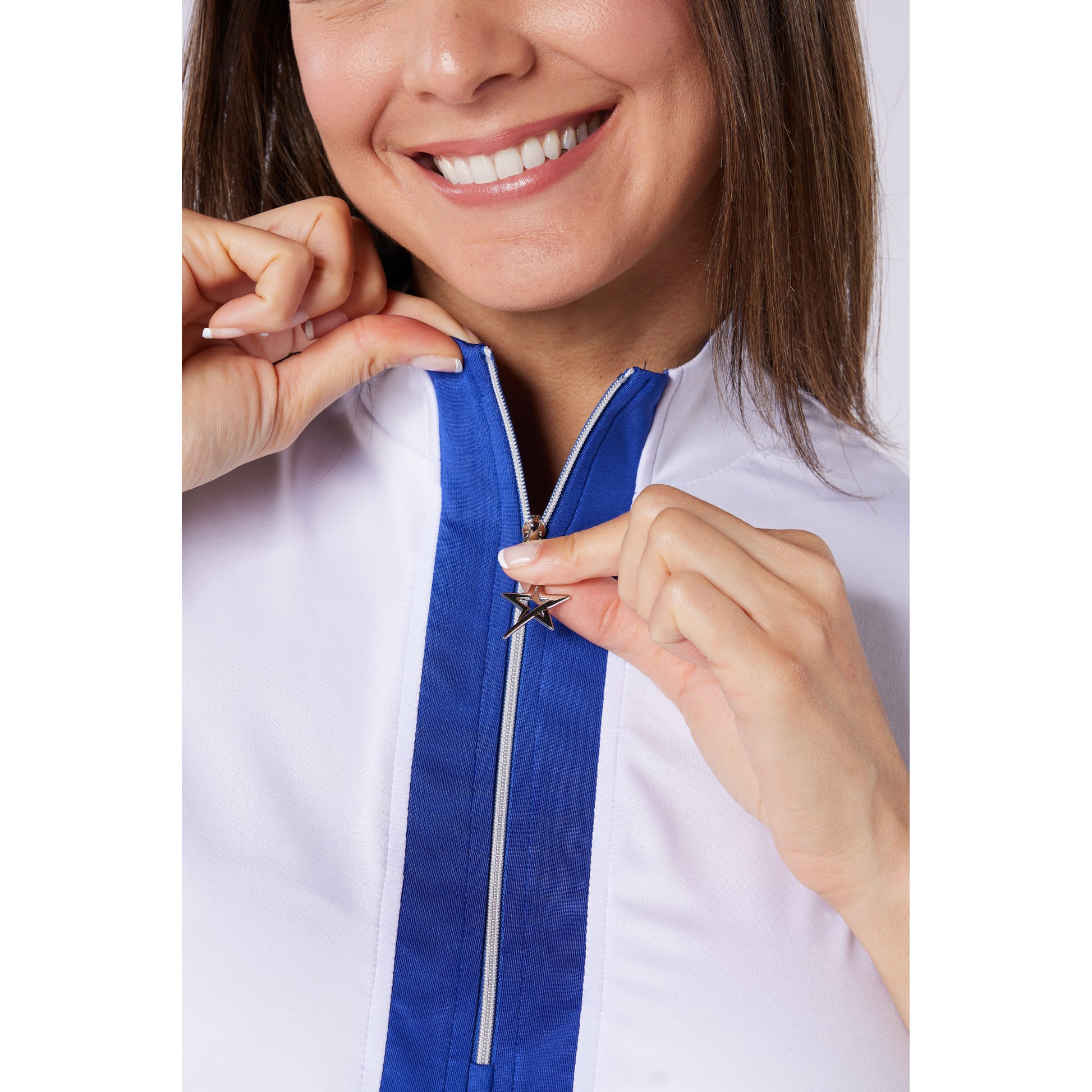 Swing Out Sister Ladies Zip-Neck Sleeveless Polo with Contrast Trim