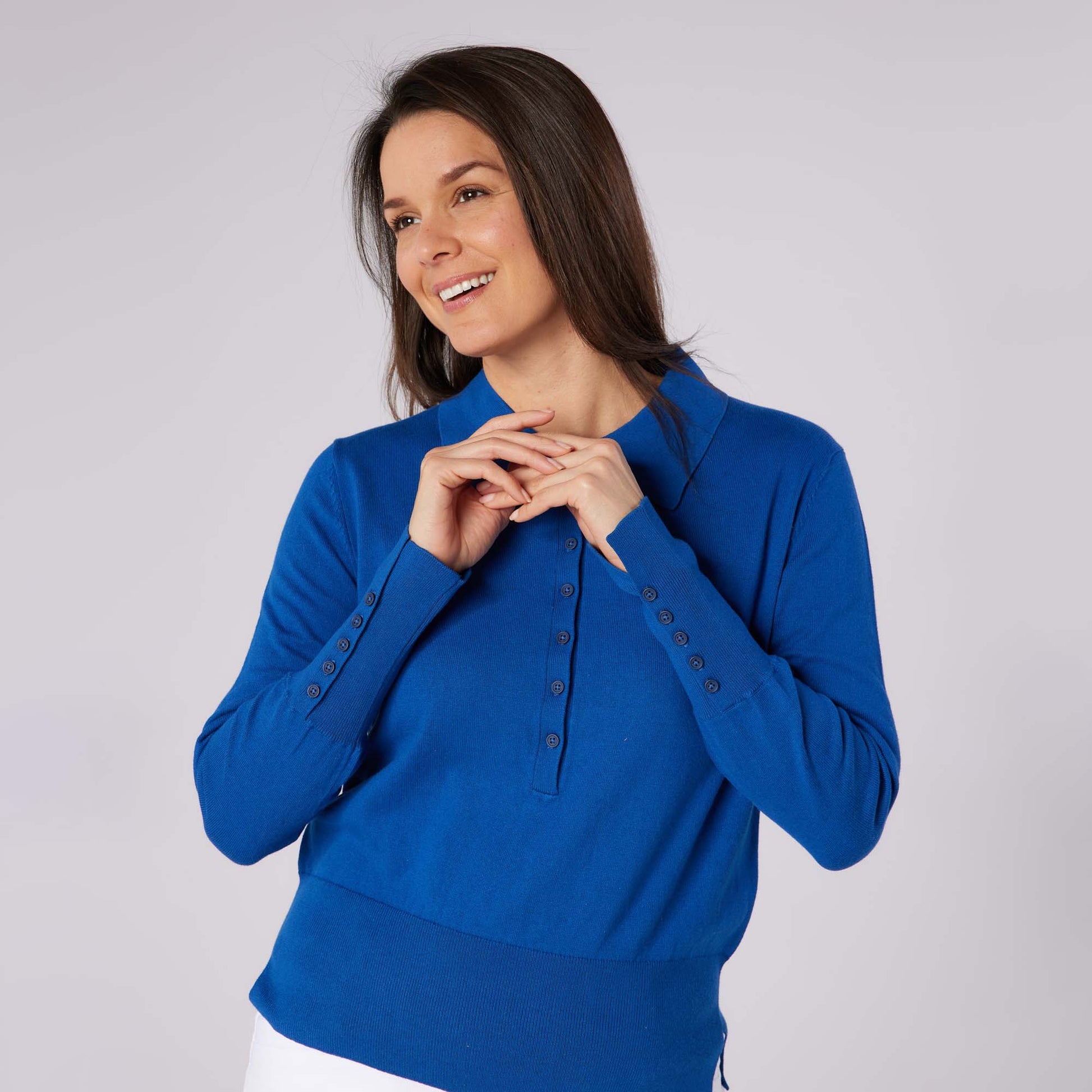 Swing Out Sister Ladies Sophisticated Knit with Elegant Button Detail