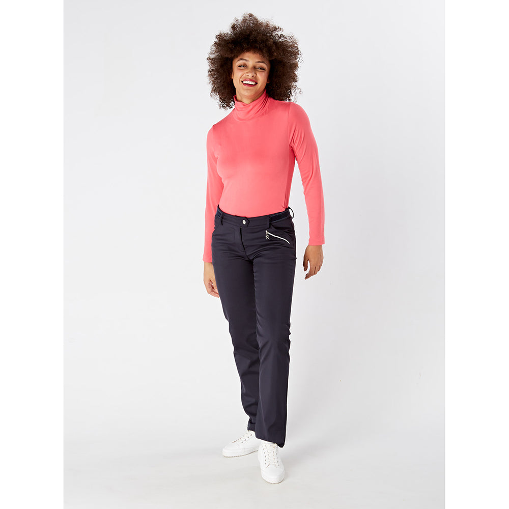 Swing Out Sister Ladies Long Sleeve Roll Neck in Hot Pink
