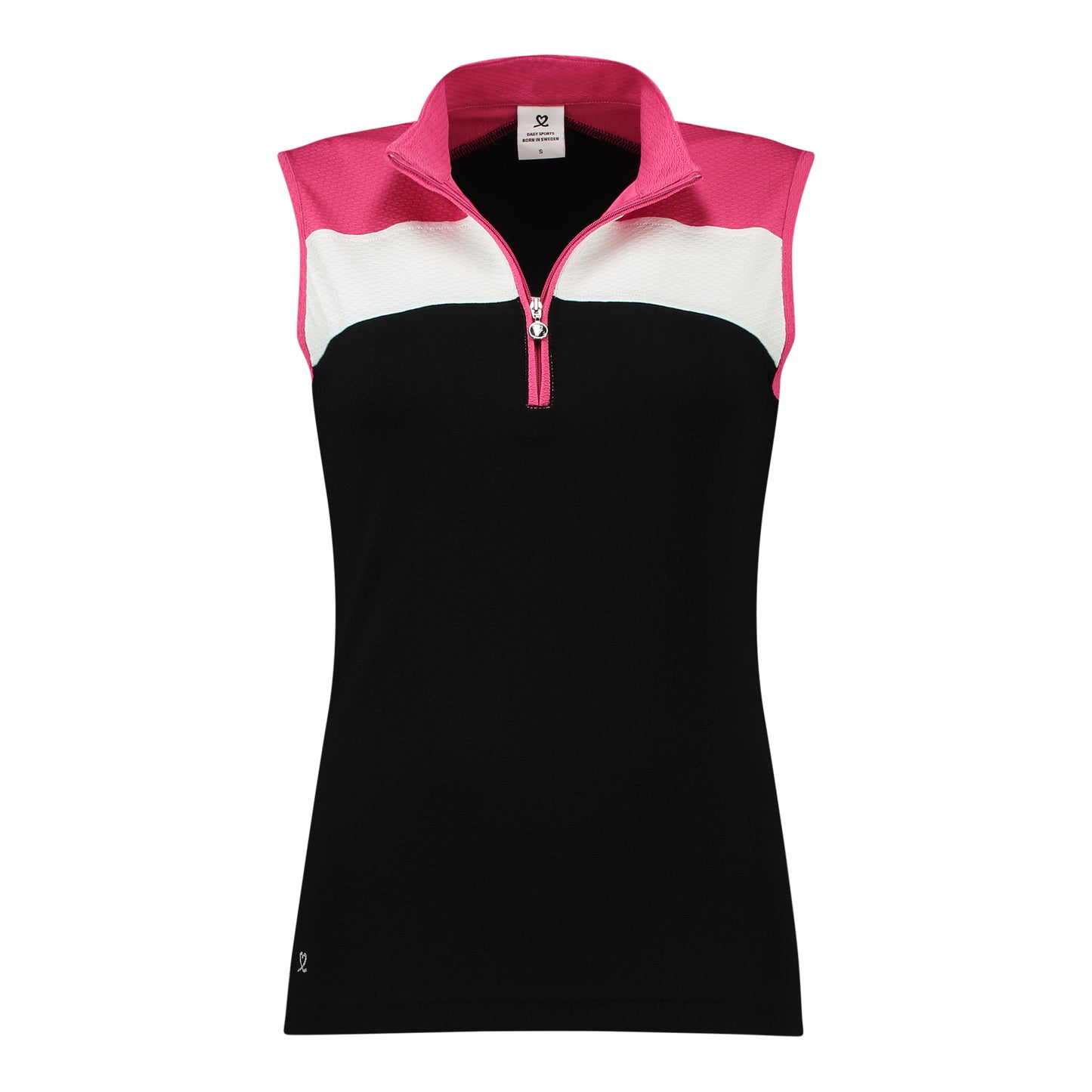 Daily Sports Ladies Colourblock Sleeveless Polo Shirt in Black