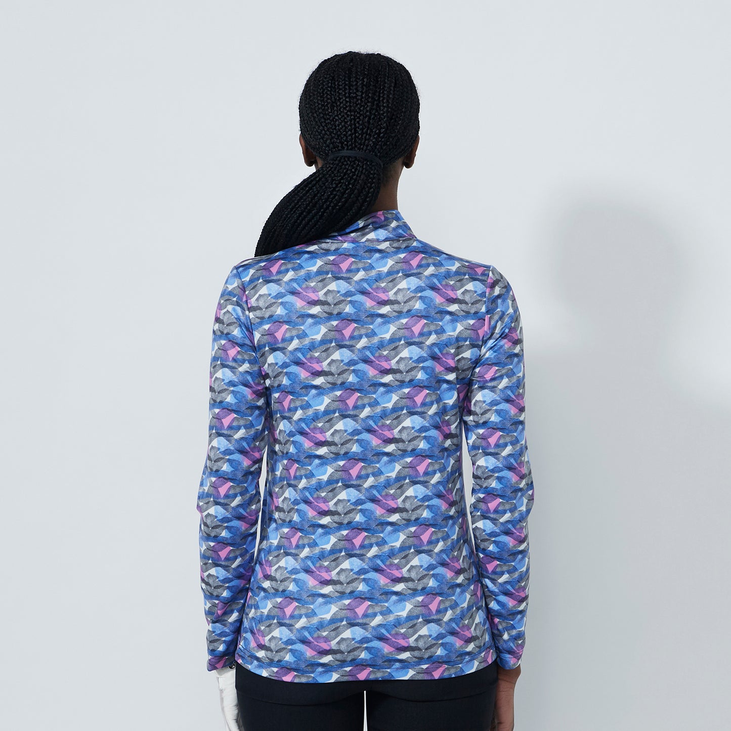 Daily Sports Ladies Brushed Back Top with Abstract Wave Print