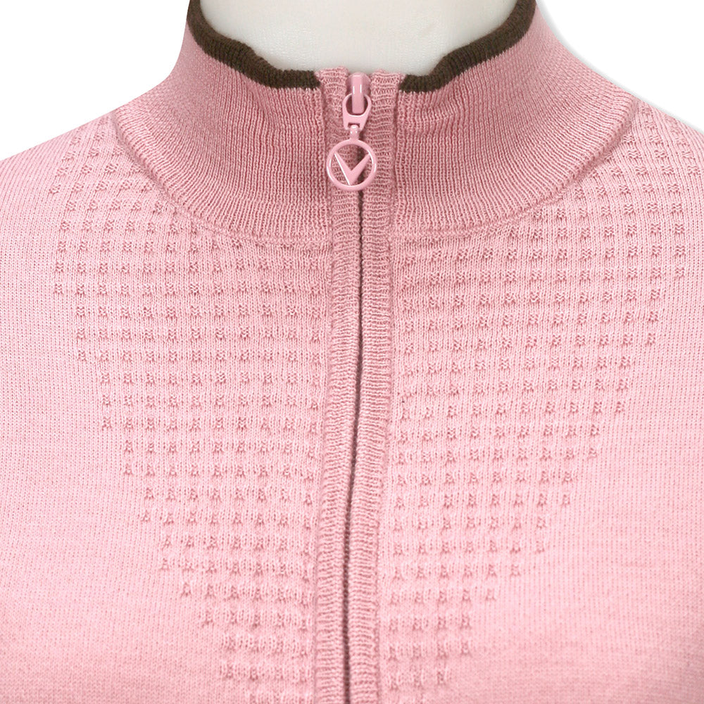 Callaway Ladies Lined Windstopper Full-Zip Sweater in Pink Nectar