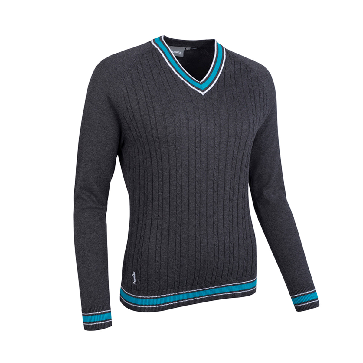 Glenmuir Ladies Cable Knit Sweater with Contrast Trim