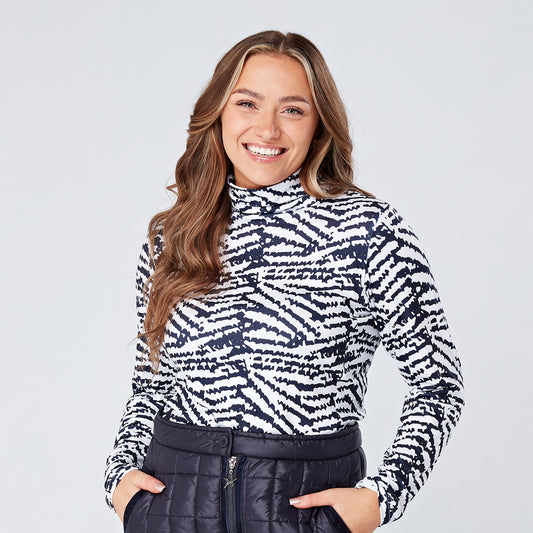 Swing Out Sister Ladies Soft-Stretch Roll Neck with Abstract Zebra Pattern