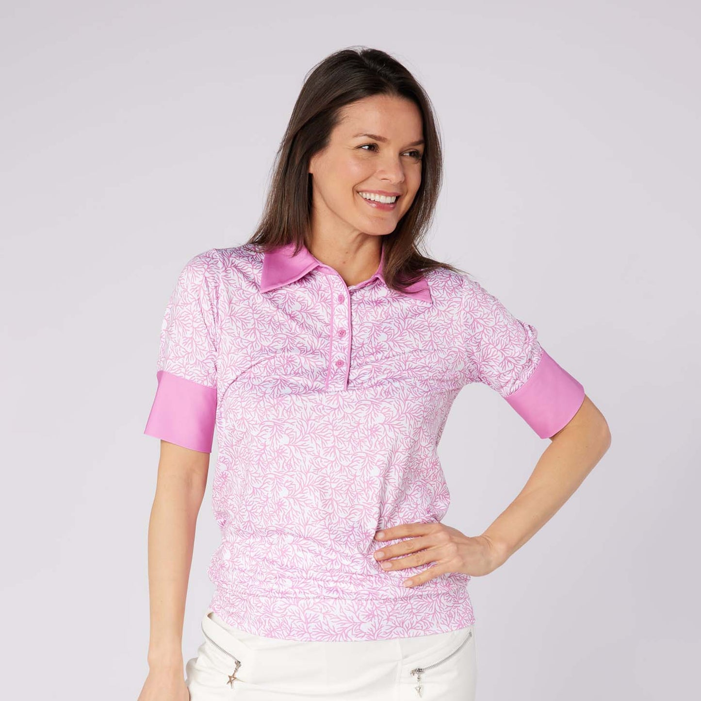 Swing Out Sister Ladies Half Sleeve with Contrast Cuffs & Oversized Collar for Added Flair