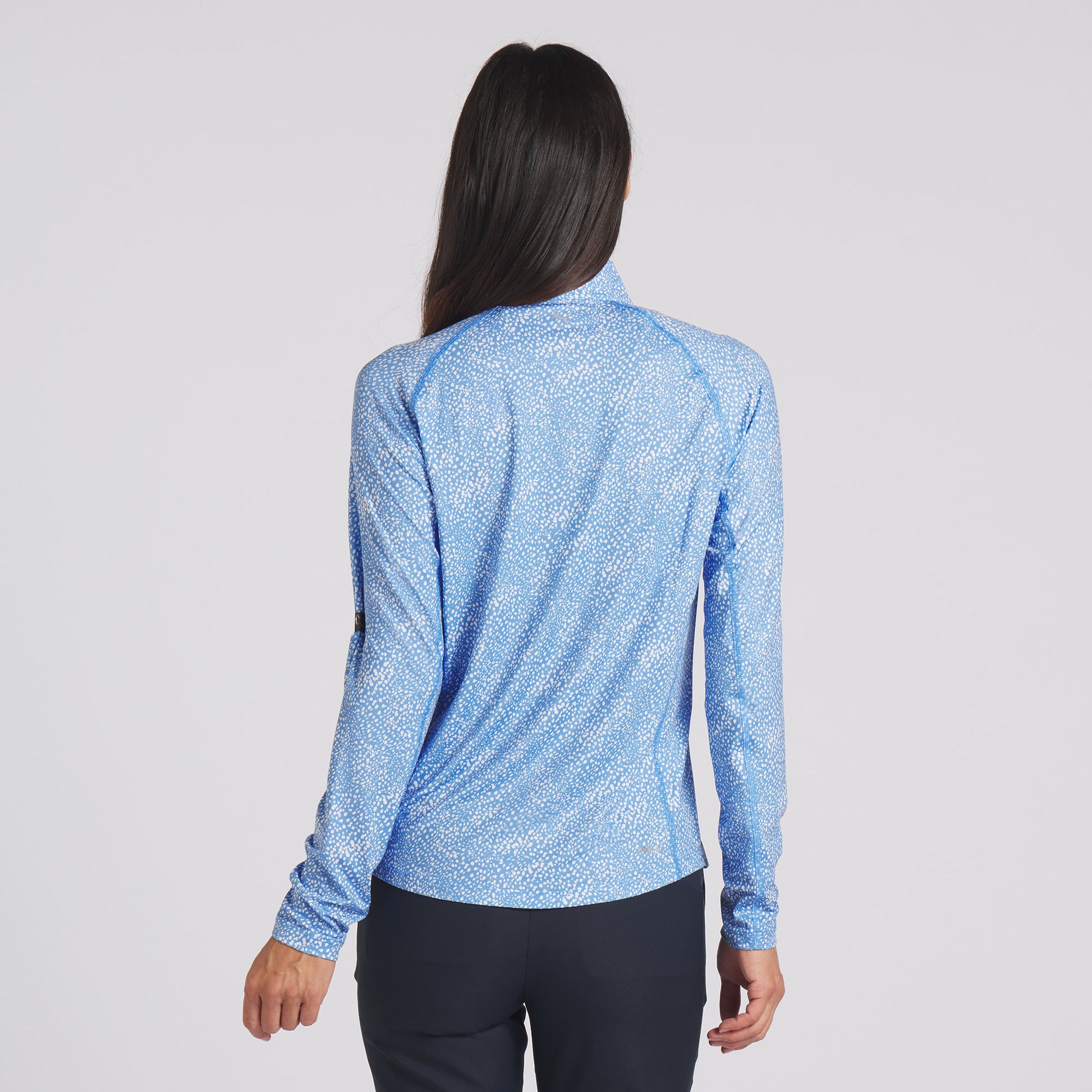Puma Ladies YOU-V Top with UPF 50+ in Blue Skies with Micro Dot Print