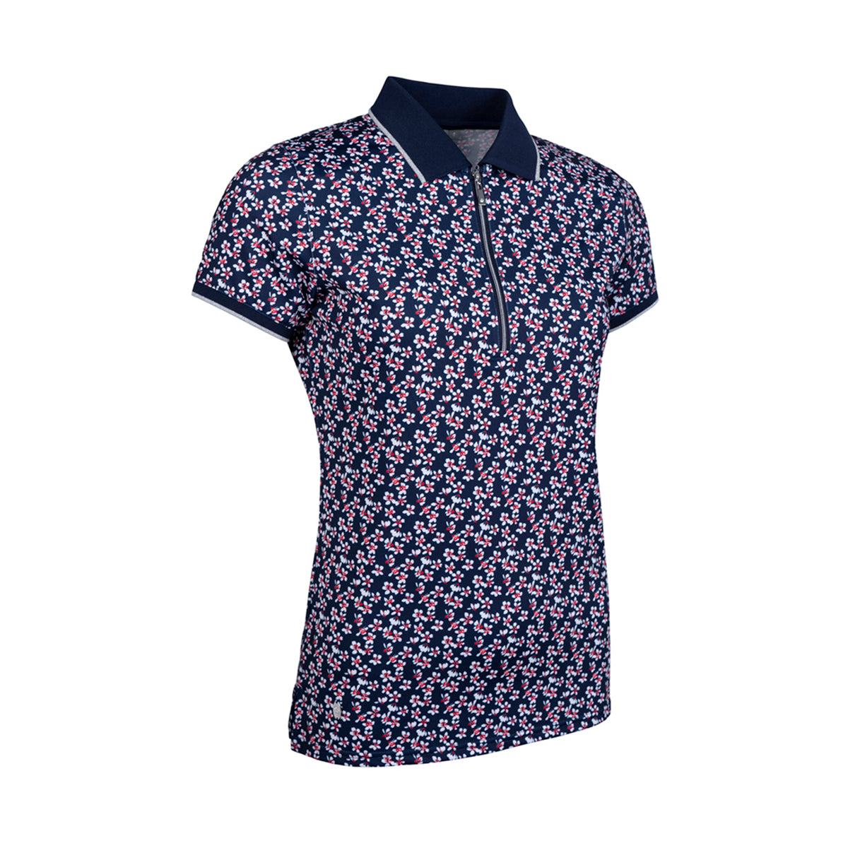 Glenmuir Ladies Navy Short Sleeve Polo with Delicate Floral Print