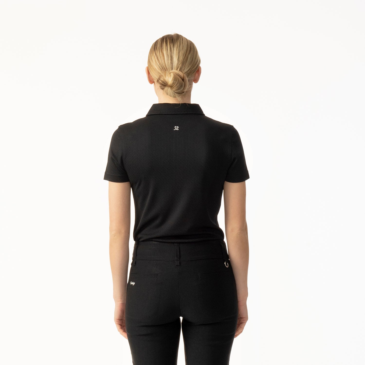 Daily Sports Honeycomb Structured Short Sleeve Polo Shirt in Black